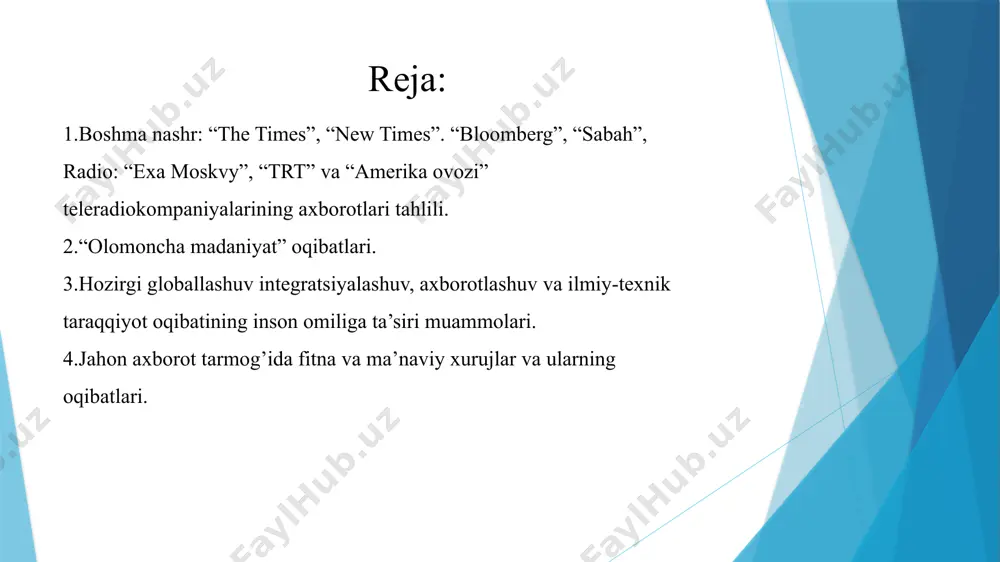 qalganligi va uning batafsil indeksi tufayli olimlar va tadqiqotchilar tomonidan juda ko’p foydalanilgan. “olomoncha madaniyat” oqibatlari o’zbek tilining izohli lug’atlarida “olomon” atamasiga “olomon- o’z-o’zidan, stixiyali ravishda (kutilmagan holda) to’plangan odamlar, xaloyiq” degan ta’rif berilgan. “olomoncha madaniyat” bu oqim konveyerli ishlab chiqarishga o’xshashlik asosida yaratilgan zamonaviy sanoat jamiyatidagi kundalik hayot madaniyati. bu ommaviy ishlab chiqarilgan va har kuni bo’lgan, hamma joyda tarqalgan madaniyat, u ommaviy iste’mol uchun mo’ljallangan. olomoncha madaniyatning yorqin namoyon bo’lishi reklama, kliplar, komikslar, ko’plab cheksiz teleseriallar va ayollar romanlari va oddiygina tabloid adabiyoti bo’lib u jiddiy mazmundan xoli bo’lgan va oddiy falsafiy didga mo’ljallangan. reklama olomon madaniyatining murakkab hodisasidir. u televizor ekranida yoki jurnalning porloq muqovasida standart farovonlikning xayoliy dunyosini yaratadi, unda odamga qodir bo’lish, kuch sarflash, mehnat va bilimlarni sarmoya qilish, tavakkal qilish kerak emas.uning uchun go’yo shunchaki xohlash kifoya; - odamlarda sun’iy (o’ylab topilgan) ehtiyojlarni shakllantiradi va ularga undaydi; - insonni, eng avvalo, obro’li tuyg’uning moddiy …