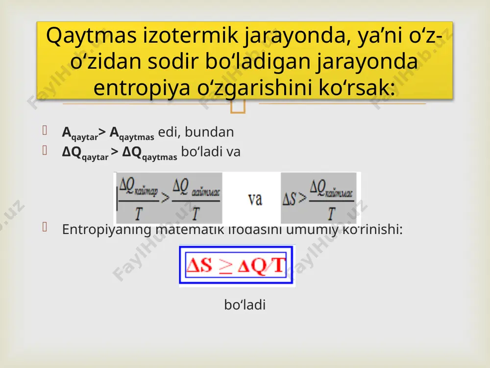 entropiya va turli jarayonlar vaqtida entropiyaning o’zgarishini hisoblash - Page 4