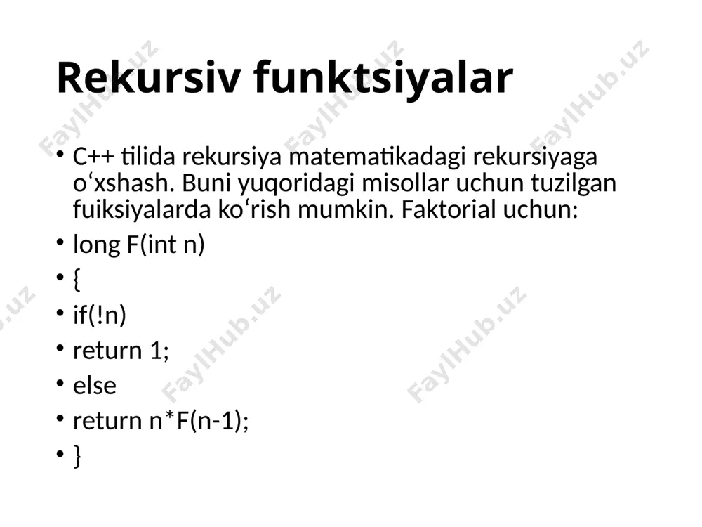 rekursiv funktsiyalar - Page 4
