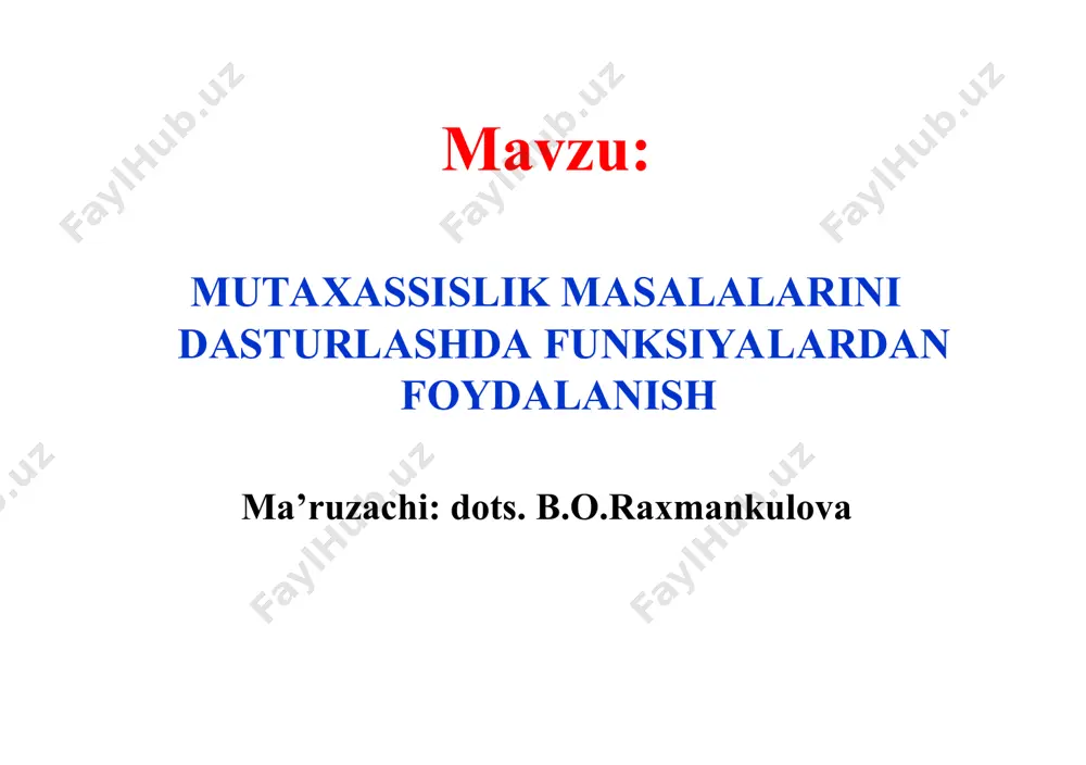 n tavsiflar va operatorlar ketma-ketligidir. umuman olganda, funksiyalar dasturchiga murakkab dasturni soddaroq bo’laklarga bo’lish hamda har bir bo’lakni bir-biridan ajralgan holda tuzish imkoniyatini beradi. shu yol bilan dasturchi o’z ishini birmuncha osonlashtiradi. ba’zi bir hollarda ma’no jihatdan bir xil, ammo funksiyaga beriladigan qiymatlar turlari bir-biridan farqli bo’lgan bir nechta funksiya tuzishga to’g’ri kelishi mumkin. bu kabi holatlarda dasturchilar ishini engillashtirish maqsadida c++ dasturlash tilida andazalar qo’llash usuli kiritilgandir. standart andozalar kutubxonasi standart template library(qisqacha, stl) - standart andozalar kutubxonasi bo’lib, u konteynerlar, iteratorlar va algoritmlarni o’z ichiga oladi. konteynerlar – bir xil turdagi qiymatlarni o’zida saqlaydigan maxsus tuzilma bo’lib, o’zida saqlayotgan qiymatlar ustida o’ziga xos amallar bajarish, tayyor algoritmlardan foydalanish imkoniyatini beradi. har bir konteyner o’zida a’zo funksiyalarini saqlaydi. iteratorlar – konteyner elementlariga murojaat qilish uchun foydalaniladigan tuzilmalar. iteratorlar standart kutubxonasida e’lon qilingan bo’lib, ular ustida quyidagi amallarni bajarish mumkin: iteratorlarni taqqoslash: == va != operatorlari yordamida; keyingi iteratorga o’tish: …