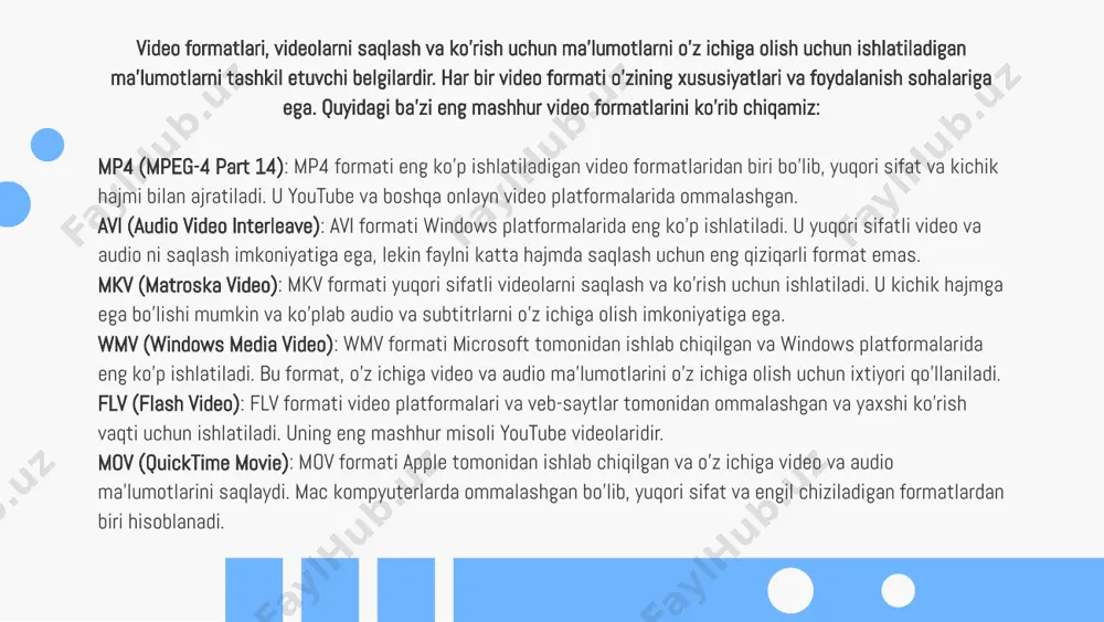 mashhur video konvertorlar movavi video converter: movavi video converter o'zgartirish va videolarni tahrirlash uchun juda oson va foydalanishga qulay dastur hisoblanadi. bepul va kommersiya versiyalari mavjud. platformalar: windows va macos. ffmpeg: ffmpeg bepul va ochiq manbali dastur hisoblanadi, komandali interfeysga ega. quyidagi videolar uchun erkin o'zgartirish imkonini beradi. boshqa dasturlar uchun kodek va arxivlar. platformalar: windows, macos, va linux. mashhur video konvertorlar movavi video converter: movavi video converter o'zgartirish va videolarni tahrirlash uchun juda oson va foydalanishga qulay dastur hisoblanadi. bepul va kommersiya versiyalari mavjud. platformalar: windows va macos. ffmpeg: ffmpeg bepul va ochiq manbali dastur hisoblanadi, komandali interfeysga ega. quyidagi videolar uchun erkin o'zgartirish imkonini beradi. boshqa dasturlar uchun kodek va arxivlar. platformalar: windows, macos, va linux. mashhur video konvertorlar har bir video konvertorni foydalanishga qo'shimcha tafsilotlar va qo'llanma ko'rsatkichlar qo'shimcha sifatida dastur bilan keladi. barcha dasturlar, video formatlarini o'zgartirish, o'zgartirish, tahrirlash va ko'chirishda ishlatiladi. sizning maqsadlaringiz va foydalanish …