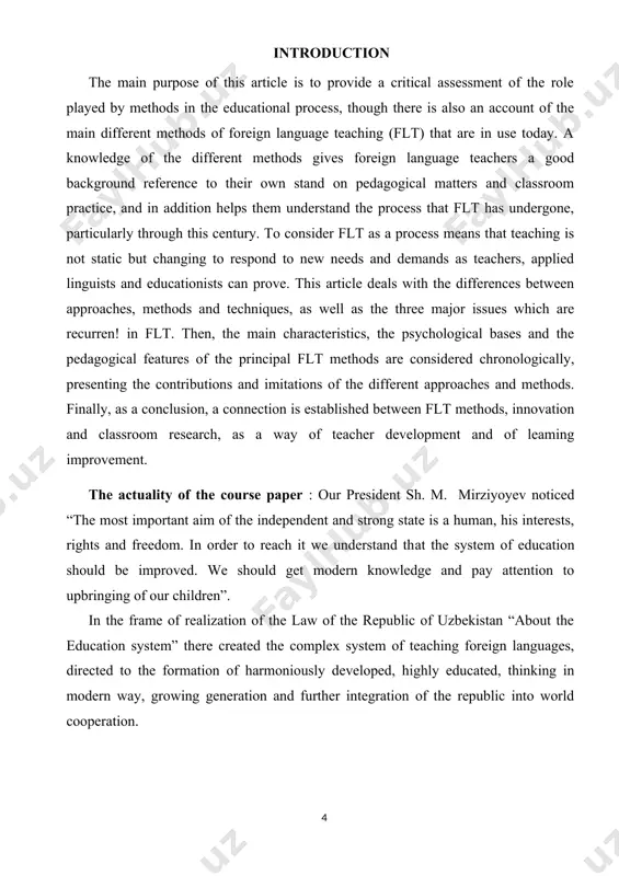 ods is self-control, including self-correction and self-esteem. consider each of these methods of teaching and learning in their comparison, as they closely interact with each other. a demonstration is understood as any form of presentation of a specific task, foreign language educational material and actions for its implementation. the show as written by i.l. bim, addresses mainly to the sensory perception of students (auditory, visual, motor). the teacher can simply show, for example, an object, an action and name it in english or show the pronunciation of sound, words, combinations of words. he can depict the situation by drawing on the board, “creating” it on the table, on the magnetic board, and so on, accompanying the corresponding statement in english. the first of the identified basic teaching methods - familiarization - is associated with the show. acquaintance with units of foreign language teaching material and actions for its implementation is …
