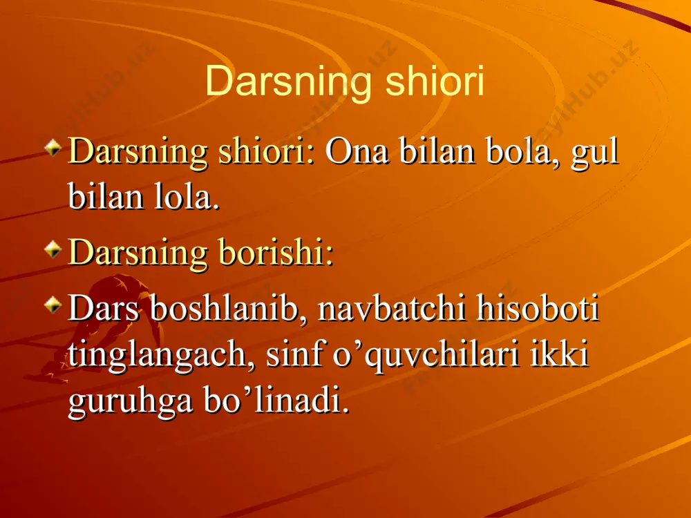 erak. o’zbek ayoli “dunyoning ishlari” qissasini o’qiganda qalbimizni ikki xil his chulg’aydi – u ham bo’lsa o’z onamizga va umuman onalarga bo’lgan mehr hissi. haqiqatan ham, adibning o’zi e’tirof etganidek, asar uning o’z onasi haqida emas”…umuman, o’zbek ayoli haqida va umuman onalar to’g’risida”. mustahkamlash darsni mustahkamlash: qani aziz bolajonlar, hozir hammamiz onajonlarimizning bizga yoqqan fazilatlari haqida bahslashamiz. bolalalr bahsi. men onamga bag’ishlab yozgan she’rimni o’qib beraman. mehringiz qalbimda onajon men sayyoh, vatan esa siz, bag’ringizdan ba’zan uzoq bo’laman. mehringiz qalbimdan ketmagay hargiz, vaslingizga qushdek uchib kelaman. hayron qolmang aslo ko’zim yoshlansa, cheksiz sevinchimdan entikib qolsam. so’zim mehru vafo bilan boshlansa, butkul yagonasiz onajon bilsam. yoshlikda qadringiz balki bilmasdim. balki noo’rin gap aytganman sizga. she’rning davomi aqlimni tanidim, biling har doim, izingiz gardini surtaman ko’zga. qora sochingizga oralabdi oq, u erta bahorgi tongni eslatdi. munis yuzlaringi nuroniy, oppoq, bu nur meni bulbul qilib so’ylatdi. oldingizda tiz cho’kib turibman bu on, quloq …