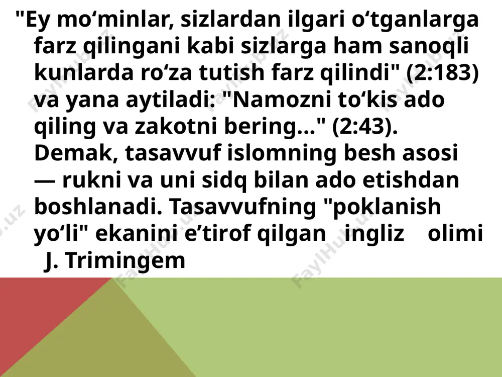 a» asarlarini yozgan. “shamoili muhammadiya” asari 40 bobdan iborat. unda muhri nubuvvat, rasululloh sollalohu alayhi vasallamning sochlari, sochlsrini taraganlari, ularning soqol va sochlariga tushgan oqlar haqida, surma iste`mol qilganlari, liboslari, uzuklari va uzuk taqishlari, qilichlari, zirra va qalqonlari, imoma, izor va ridolari, qanday yurish, oʻtirishlari, suyangan narsalari va suyenishlari, taom tanovul qilishlari va qanday nonga odat qilganlari, taomdan oldin va keyin oʻqiydigan zikr va duolari, suv ichadigan piyolalari, qaysi mevalarni tanovul qilganliklari, ichadigan narsalari, xushboʻy iste`mol qilishlari, xulq bilan soʻz qilishlari, kulishlari, hazillari, she`r haqida aytgan soʻzlari, kechqurunda qilgan hikoyalari, uyqulari, ibodatlari, qiroatlari, yigʻlaganliklari, va zorilari, toʻshab yotadigan yotoqlari, tavoze`lari, axloq va odati sharifalari, qortiq bilan qon oldirganliklari, nom va laqablaridan ba`zilari, hayot kechirishlari, muborak yoshlari, vafotlari, meroslari haqida bayon etiladi va paygʻambarimizni tushda koʻrmoqlik haqidagi hadislar keltiriladi. ibn abbоs rоziyallоhu anhu dеdilar: rasulullоh sоllallоhu alayhi vasallam oʻzlari va оnalarimiz - hammalari bir-ikki kеcha оch qоlishardilar. kеchqurun yеgani bir narsa …