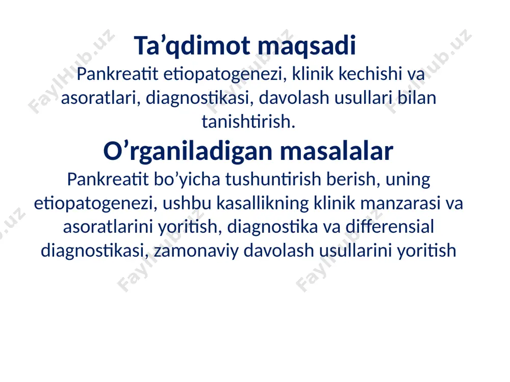 asida olib tashlash - o‘tmas yo‘l, digitoklaziya bilan bajarilishi mumkin va bunda qon oqmaydi. nekrektomiya - nekrozlangan bez qismini qon bilan ta'minlanadigan to‘qimalar chegarasida olib tashlash - o‘tkir yo‘l bilan bajariladi; bez to‘qimalari nekroz chegarasi bo‘ylab kesiladi va qonab turgan tomirlar qunt bilan tikiladi. me'da osti bezi rezeksiyasi - organning bir qismini bezning o‘zgarmagan to‘qimalari chegarasida ko‘ndalangiga kesib olib tashlash splenektomiya bilan o‘tishi yoki o‘tmasligi mumkin. ko‘pincha me'da osti bezining korporokaudal rezeksiyasi taloqni olib tashlash bilan birga bajariladi, chunki odatda qorin pardasi ortidagi infiltratsiya bilan o‘tadigan pankreonekrozda taloq venasi trombozi bo‘ladi. bundan tashqari, taloqni saqlab qolish uning tomirli oyog‘ini bez to‘qimasidan ajratish qiyinligidan operatsiya­ni mushkullashtiradi. radikal operatsiyalarda me'da osti bezi yuzasini va qorin bo‘shlig‘i bo‘limlarini drenaj qilish aloxida axamiyatga ega. ko‘pgina olimlarning tajribasi shuni ko‘rsatadiki, operatsiya natijasi ko‘p jixatdan ekssudatni yaxshi evakuatsiya qilishga va operatsiya qilingan joyni doimiy yuvib turishga bog‘liq. me'da osti bezi rezeksiyasidan keyin qorin bo‘shlig‘ida drenajlarni eng …