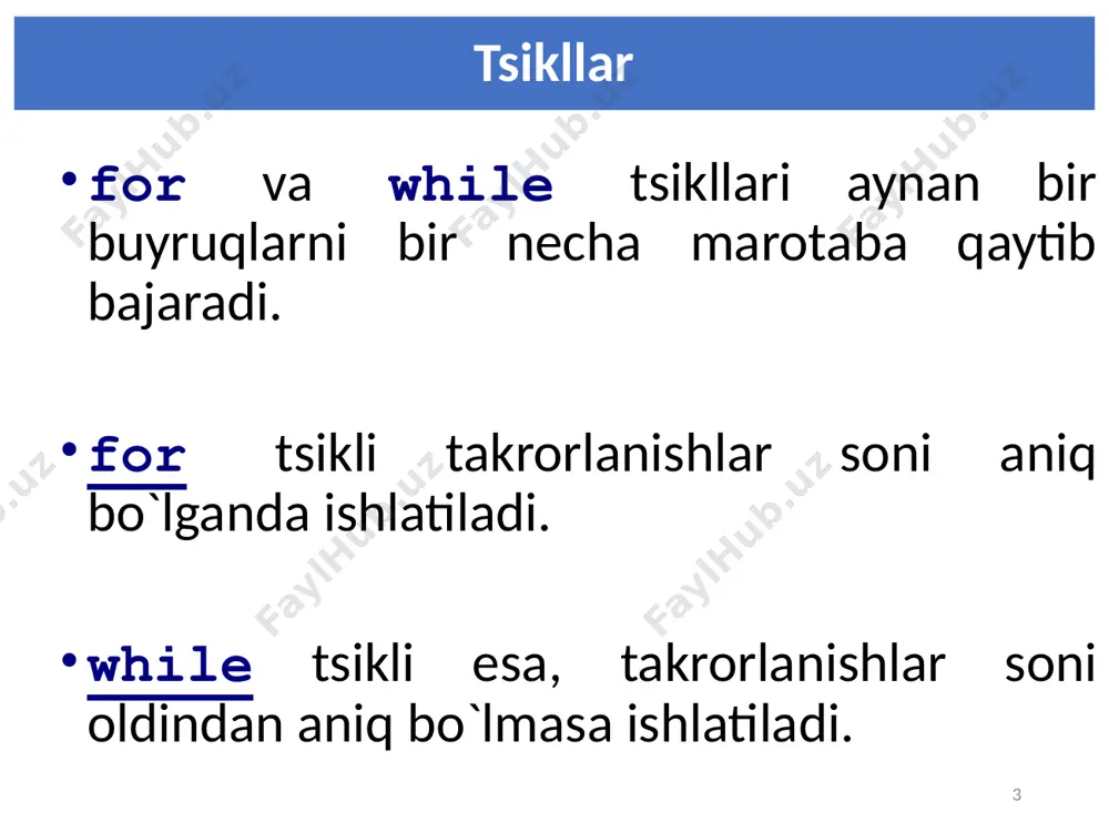python dasturlash tilida for, while takrorlash operatorlari - Page 3