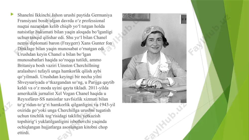 (shveysariya) bois de vo qabristoniga dafn qilingan; qabr toshining yuqori qismini beshta sher boshi tasvirlangan barelyef bezab turadi gabriel chanel o'z hayotini o'zi yoqtirgan tarzda qurdi. etimga tushgan mahrumlik va ishbilarmon ayolning muvaffaqiyatli karerasi uning o'ziga xos, jasur va erkinlikni sevuvchi xarakterini shakllantirdi, bu o'z vaqtidan ancha oldinda edi. sodiq do'stlar va muxlislarni sevish va qo'llab-quvvatlash, madaniyatga qiziqish, yangi kashfiyotlarga chanqoqlik va sayohatga bo'lgan ishtiyoq uning shaxsiyatining shakllanishini belgilab berdi. ayollarga xurofot va ortiqcha narsalardan xoli bo'lgan yangi uslubni berib, uni erkaklar garderobidan olingan yangi aksanlar bilan to'ldirib, coco chanel nafislikning o'ziga xos ko'rinishini yaratdi – abadiy va shu bilan birga juda zamonaviy. bo'yniga tasodifiy tashlangan marvarid iplari, yaltiroq olmos taqinchoqlari va, albatta, afsonaviy hidlar benuqson uslub bilan sinonimga aylandi. o'z davrining boshida, turmush tarzi va ko'p qirraliligi moda uyi falsafasi va qadriyatlarining asosini tashkil etgan ilg'or ayol uslubi bugungi kungacha butun dunyo bo'ylab ayollarni ilhomlantiradi. sumka "men qoʻllarimda retikulalarni …