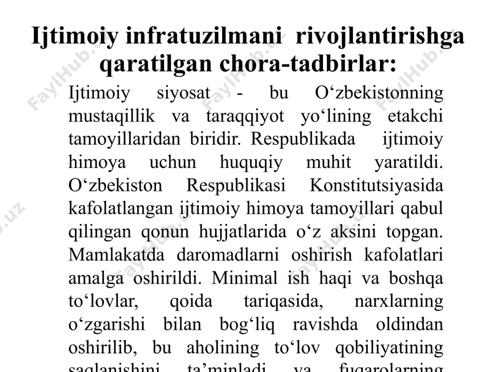 v salomatligini yanada mustahkamlash, onalar, bolalar va o‘spirinlarning sog‘lig‘ini muhofaza qilish bo‘yicha davlat dasturi to‘g‘risida" gi qarori qabul qilindi, uning ijrosi farzandlarimizni jismonan sog‘lom va ma’naviy yetuk shaxs sifatida shakllantirishga xizmat qildi hamda yoshlarga oid davlat siyosatini yangi, yanada yuqori darajaga ko‘tardi. sog‘lom bola, avvalo, sog‘lom va do‘stona oilaning mevasidir, degan hayot haqiqatidan kelib chiqib, yil davomida oilada sevgi va o‘zaro hurmat muhitini shakllantirish, uning iqtisodiy va ma’naviy asoslarini mustahkamlash, yosh oilalarni qo‘llab-quvvatlash, onalikni himoya qilish bo‘yicha keng ko‘lamli ishlar amalga oshirildi, va bolalar uchun zarur shart-sharoitlarni yaratish va ayollarning kundalik uy ishlarini engillashtirish choralari ko‘rildi. 2016 yil “sog‘lom ona va bola yili” deb e’lon qilindi. ushbu yilda chekka qishloq joylarida yashovchilar, birinchi navbatda, ayollar va qizlar uchun zarur ijtimoiy, maishiy va tibbiy sharoitlarni yaratish, qishloq aholisini toza ichimlik suvi, tabiiy gaz bilan ta’minlash va xizmatlar sifatini yanada oshirish bo‘yicha ishlar izchil davom ettirildi. bolalar orasida yuqumli kasalliklarning oldini olish …