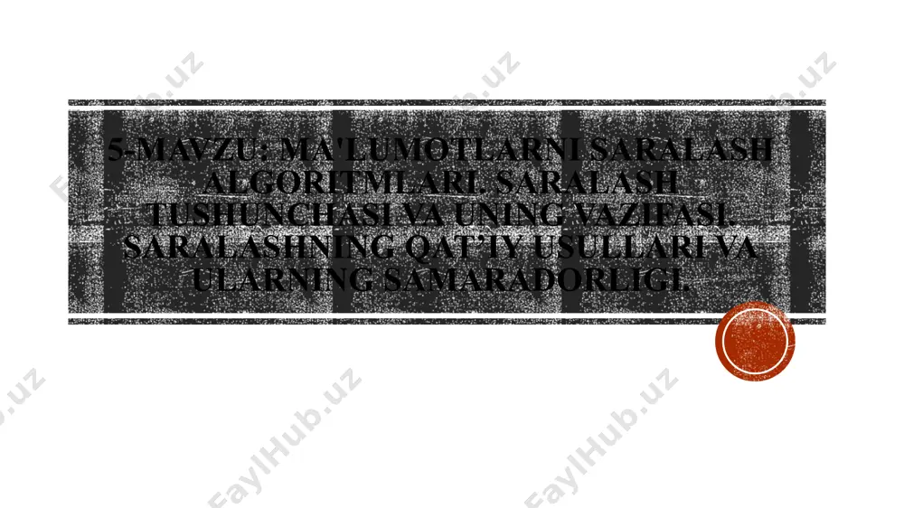 usullarning afzalliklarini ko‘rib chiqaylik: bilamizki, dasturlarning o‘zlari ham xotirada joy egallaydi. to‘g‘ridan- to‘g‘ri saralash usullarining dasturlari qisqa bo‘lib, ular tushunishga oson. to‘g‘ridan-to‘g‘ri saralash usullari orqali saralash tamoyillarining asosiy xususiyatlarini tushuntirish qulay. murakkablashtirilgan usullarda uncha ko‘p amallarni bajarish talab qilinmasada, ushbu amallarning o‘zlari ham ancha murakkabdir. garchi yetarlicha katta n larda ulardan foydalanish tavsiya etilmasada, kichik n larda mazkur usullar tezroq ishlaydi. endi bizga ma`lumki, bizning miyamiz o`zi optimal deb bilgan yo`nalishdan ketadi va biz uchun faqat bitta saralash algoritmi mavjud. ammo dasturlashda bunday deb bo`lmaydi. dasturlashga talab ortib bu soha rivojlanib borgani sari unda bir qator sohalardagi kabi tezlikni oshirish muammosi paydo bo`ldi. shu o`rinda savol tug`iladi, operatsion tizimlarda ham saralshdan foydalaniladimi? albatta ha! fikrimiz isbotini hozirda keng foydalaniladigan total commander dasturi isbotlaydi. unda bir necha xil saralash mavjud: fayl turi, nomi, o`zgartirilgan sanasi va o`lchami. har birini o`sish yoki kamayish tartibida saralash mumkin. ma`lumotlar o`lchamlari esa juda katta, shu …