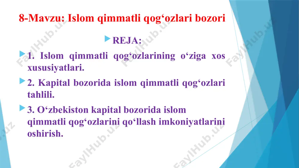 a qiziqishlari ortmoqda. tahlilchilarning hisob-kitobiga ko‘ra, jahonda sukuk moliyaviy sektori 2027 yilga borib o‘rtacha yillik 17% o‘sish bilan 1,98 trln aqsh dollariga yetadi. sukuk orqali yirik loyihalarni, sanoat va biznesni moliyalashtirish fors ko‘rfazi davlatlari va janubiy osiyo davlatlarida tobora muhim vositaga aylanib bormoqda. sukuk – bu nominal qiymati teng bo‘lgan sertifikatlar bo‘lib, ular ma’lum bir loyihaning moddiy aktivlari, ko‘rsatilayotgan xizmatlar, aktivlarga egalik huquqining bo‘linmas ulushini tasdiqlaydi. sukukning bir necha xil moliyaviy strukturalari mavjud bo‘lib, ular quyidagilar: ijara sukuki, murobaxa sukuki, mudoraba sukuki, musharaka sukuki, salam sukuki, istisna sukuki, gibrid sukuk turlaridir. sukuk orqali iqtisodiy, ijtimoiy, ekologik loyihalarni mahalliy va xorijiy investorlarni jalb qilgan holda moliyalashtirish mumkin. sukukning rivojlanishi korporativ boshqaruvni takomillashtiradi, kompaniyalarning hisobotlari ochiqligini va shaffofligini ta’minlaydi. bugungi kunda aviatsiya sohasini moliyalashtirishda, xususan yangi samolyotlarni xarid qilishda, aylanma kapitalni shakllantirishda sukuk qimmatli qog‘ozlarini joriy etish orqali moliyalashtirish eng afzal ko‘rilgan mexanizmlardan biriga aylanib bormoqda. aviatsiya – jahon yalpi ichki mahsulotida …