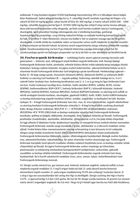 gan ko‘plab ta’riflarni umumlashtirgan holda unga quyidagicha ta’rif berish mumkin: atmosferaning ifloslanishi- atmosferaning quyi qatlamlarida kishilarning salomatligi, o‘simlik va hayvonot dunyosi uchun xavfli bo‘lgan , tabiiy muhitning inson hayotiy va ishlab chiqarish faoliyati uchun nomaqbo‘l yo‘nalishlarda o‘zgarishiga olib keladigan miqdordagi zararli moddalarning to‘planishidir. atmosferaning tarkibi tabiiy va inson faoliyati bilan bog’liq bo‘lgan (antropogen) omillar ta’sirida o‘zgaradi.tabiiy o‘zgarishlar litosfera, gidrosfera va biosferadagi o‘zgarishlar bilan bog’liq. masalan, vulkanlarning faoliyati, cho‘llarda qumlarning to‘zishi va uchirilishi, o‘simliklarning gulchanglari, okeanlarning har xil tuz zarrachalari va boshqa chang zarrachalari atmosferada mavjud bo‘lgan changlarning tabiiy manbalaridir. atmosferaga chiqariladigan gazlar va aerozollar tarkibida 160 ga yaqin zararli moddalar borligi aniqlangan.sanoatda va aholiga xizmat ko‘rsatish doirasida foydalaniladigan ko‘pgina moddalar zaharli bo‘lganligi tufayli ularni atmosferaga chiqarish jahon mamlakatlarining katta qismida ta’qiqlangan. o”zbekistonda ham havoda zaharli moddalarning miqdori maxsux sanitariya me’yorlari bilan tartibga solib turiladi. sanoat korxonalari ham atmosferani ifloslovchi ulkan manbalardir. ayniqsa qora va rangli metallurgiya , sement sanoati , …