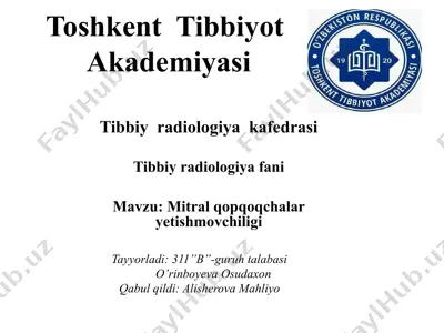mitral qopqoqchalar yetishmovchiligi — PPTX