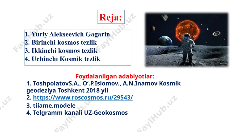 23 may kuni yuriy gagarin kosmonavt jamoasining komandiri etib tayinlandi.1961 yilning kuzida n.ye. jukovskiy nomidagi havo kuchlari injenir akademiyasining muhandislik fakultetiga o'qishga kirib, 1968 yilda "havo kemalari va kosmik samolyotlar va ularga motorlar" mutaxassisligi bo'yicha imtiyozli diplom bilan tugatilib, "pilot-kosmonavt muhandisi" bo‘lgan. 1963 yil dekabrdan 1968 yilgacha yuriy gagarin kosmonavt ta'lim markazining boshlig'ining o'rinbosari edi.1963-yilda kosmonavt parvoz mashg'ulotlariga qaytib keldi, 1966-yilda "soyuz" yangi kosmik kemasida mashq qilishni boshladi. 1967 yilning aprelida gagarin "soyuz-1" kosmik kemasi qo'mondoni vladimir komarovning zahirasiga tayinlandi. u yangi kemada birinchi parvozni amalga oshirdi va bu kosmonavtning fojiali halokati bilan yakunlangan. yuriy gagarin 6-va 7-chi chaqiruvlarda sssr oliy kengashining deputati, komsomol markaziy qo'mitasi a'zosi, sovet-kubalik do'stlik jamiyatining prezidenti, katta ijtimoiy-siyosiy ish olib borgan. sovet ittifoqi qahramoni (1961), lenin ordeni (1961), sssr medallari, dunyoning ko'plab davlatlari ordeni, ilmiy va jamoat tashkilotlarining mukofotlari bilan "oltin yulduz" medali bilan taqdirlangan. gagarin "kosmosga yo'l" (1962), "yerni ko'raman" (1976), "psixologiya va kosmos" …