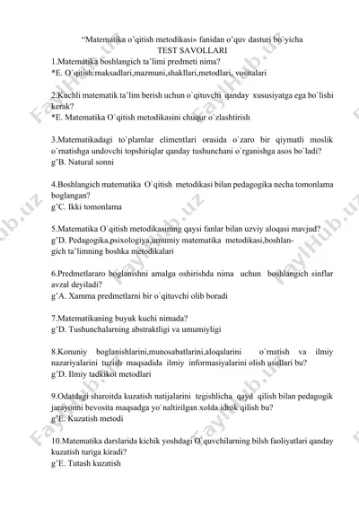 matematika o’qitish metodikasi — DOCX