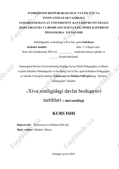 xiva xonligidagi davlat boshqaruvi tartiblari — DOCX