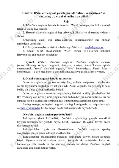 o'z-o'zini anglash psixologiyasi — DOC