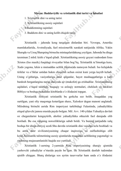 xristianlik va buddizm tarixi — DOCX
