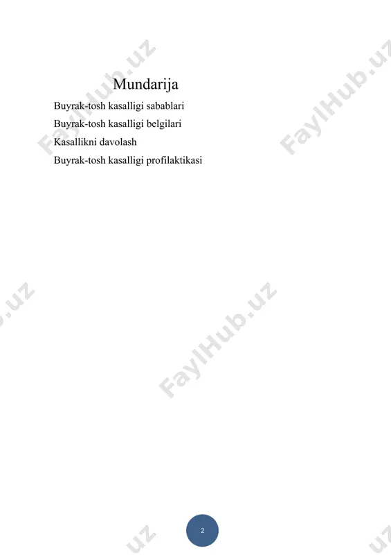 irlashib, toshga aylanadi. bu xastalikning xavfli tomoni shundaki, buyrakda hosil boʻlgan toshlar yillar davomida hech qanday belgilarsiz kattalashishi mumkin. choʻkindilar sogʻlom buyrakka emas, uning shamollashdan yalligʻlangan qismiga yopishadi. isitma, ogʻriqli xurujlar bilan kechadigan turli oʻtkir kasalliklardan farqli, surunkali buyrak xastaliklari odamni koʻp ham bezovta qilmaydi, shuning uchun koʻpchilik bemorlar oʻtkinchi ogʻriq deb ushbu xastalikni eʼtiborsiz qoldirishadi. toshlar kattalashib, kutilmaganda belda, qorinda qattiq ogʻriq berib qolganidan keyingina shifokorga murojaat qilishadi. bu esa, davolanish jarayonining ogʻir va uzoq vaqt davom etishiga olib keladi. — siydikning oz-ozdan, tez-tez, baʼzida esa, ogʻriq bilan kelishi kuzatilishi bu buyrakda tosh yigʻilganining ilk belgilaridir. shuningdek, peshob rangi qizgʻish, xiralashgan tusga kirishi mumkin. tosh peshob ajralib chiqish yoʻlini toʻsib qoʻysa, bemorda buyrak sanchigʻi paydo boʻladi. bu qorinning deyarli yarmini qamrab olgan oʻta kuchli ogʻriq koʻrinishida namoyon boʻladi. ayni paytda bemorning harorati oshishi, qon bosimi koʻtarilishi, muzdek ter chiqishi, sovqotib qaltirashi, holsizlik, koʻngil aynishi, ayrim xollarda qayt qilishi xam …