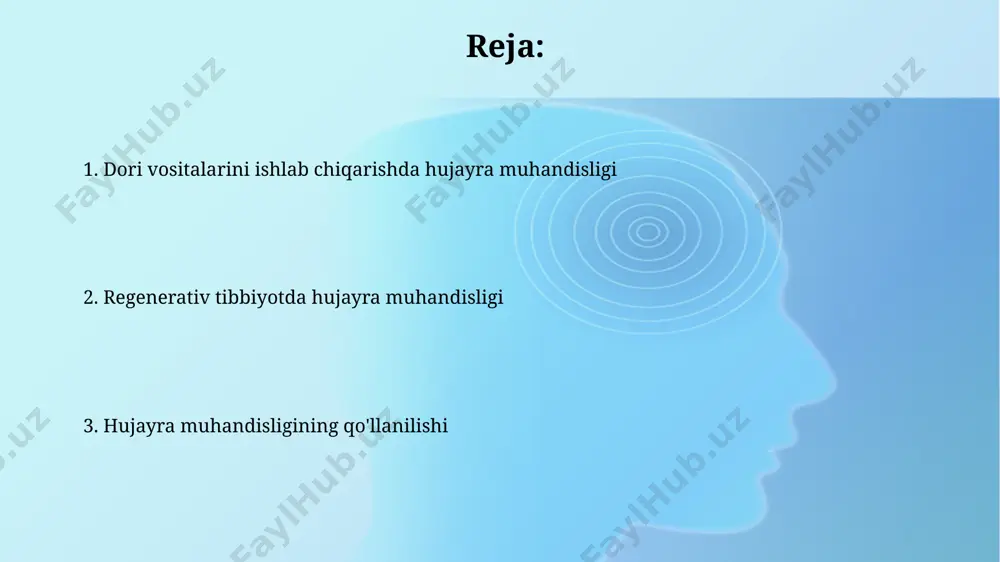 'llanilishi saraton va irsiy kasalliklarni davolashda 20% gacha samaradorlikni oshirishi mumkin. hujayra muhandisligi yordamida 3d bioprinterlardan foydalanib, individualizatsiyalashgan organlarni yaratish 5-10 yil ichida keng qo'llanila boshlashi mumkin, bu esa organ transplantatsiyasi muammosini sezilarli darajada yengillashtiradi. tadqiqot usullari va texnologiyalari ҳужайраларни генетик модификация қилиш учун crispr/cas9 каби ген таҳрирлаш воситаларидан фойдаланиш, маълум генларни нокаут қилиш ёки экспрессиясини ўзгартириш орқали 10 дан ортиқ ҳужайра линиясини яратишга имкон беради. кўп ҳужайрали органоидларни яратиш учун 3d биопринтинг технологиясидан фойдаланиш, 500 мкм диаметригача бўлган структураларни юқори аниқликда яратиш имконини беради. diabet kasalligini davolashda qo'llanilishi qandli diabetni davolashda hujayra muhandisligi yordamida beta-hujayralarni transplantatsiya qilish orqali insulin ishlab chiqarishni tiklashga harakat qilinmoqda, bu esa taxminan 5-10 yil ichida sezilarli natijalar berishi mumkin. pankreasning endokrin hujayralarini differentsiatsiya qilish uchun induktsiya qilingan pluripotentli kamalak hujayralaridan (ipsc) foydalanish diabetni davolashda yangi istiqbol ochmoqda, klinik sinovlarda 70% muvaffaqiyat ko'rsatkichi kuzatilgan. gen terapiyasi va hujayra muhandisligi gen terapiyasi yordamida crispr/cas9 kabi gen …