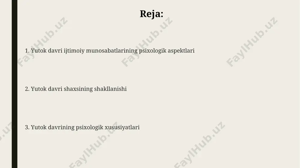 abati, 30% hollarda depressiv buzilishlarga va 15% hollarda oʻz joniga qasd qilish fikrlariga olib kelishi kuzatilgan. yutok davri insonining motivatsiyasi va maqsadlari yutuq davri insonining asosiy motivatsiyasi 30 yoshgacha mustaqillikka erishish, oila qurish va shaxsiy boylikka ega bo'lish bo'lib, bu ularning ijtimoiy-iqtisodiy maqsadlari bilan chambarchas bog'liq. tadqiqotlar ko'rsatishicha, yutuq davridagi 60% insonlar o'z faoliyatida raqobatbardoshlikni, ya'ni 10-15% yuqori natijaga erishishni asosiy maqsad qilib qo'yishadi. yutuq davri insonlarining motivatsiyasida inson kapitaliga, xususan, 5-7 yil ichida yuqori malakaga ega bo'lish va mansabga ko'tarilishga erishishga intilish kuzatiladi. yutok davri shaxsining o'ziga bo'lgan munosabati tadqiqotlar shuni ko'rsatdiki, yutuk davridagi insonlarning 30%i o'z kamchiliklarini tan olishda qiynaladi va bu muammolarni echishga to'sqinlik qiladi. yutuk davri shaxsining o'z-o'ziga bo'lgan ishonchi va mustaqilligi taxminan 65% darajada yuqori bo'lib, bu ularning murakkab vaziyatlarni muvaffaqiyatli hal etishiga yordam beradi. yutuk davri shaxsining o'ziga bo'lgan munosabatida 70% ga yaqin holatlarda yuksak o'z-o'zini baholash kuzatilgan, bu esa muvaffaqiyatga intilish va raqobatbardoshlik …