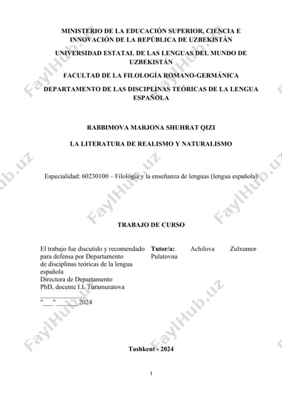 la literatura de realismo y naturalismo — DOCX