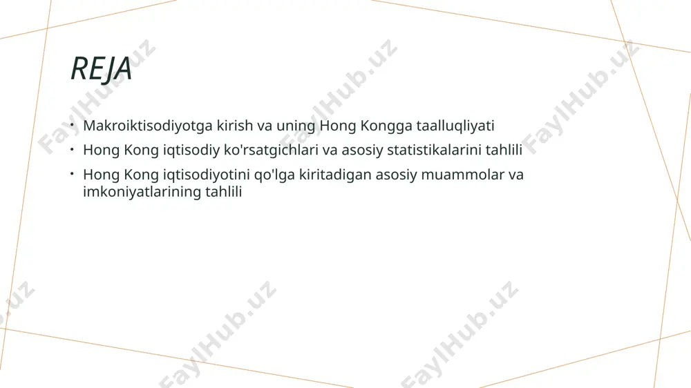 liklar, savdo munosabatlari va texnologik rivojlanishlar kabi muammolar bor. yuqori daromad farqining va ko'tarilayotgan uy narxlari, hong kongning umumiy iqtisodiy yaxshilik va ijtimoiy barqarorlik uchun muhim muammolarni o'z ichiga oladi. hong kongda rivojlanish imkoniyatlarini ochish hong kongdagi iqtisodiy o'sishni rag'batlantiruvchi kuchlar o'sishda yangi sohalar va innovatsiyalar infrastruktura rivojlanish va bog'lanish hong kongning iqtisodiy o'sishi asosan uning stratetik joylashuvi, biznesga qulay siyosati va kuchli moliyaviy sohasi tomonidan rag'batlangan. hong kongda fintex, biotexnologiya va barqaror energiya kabi sohalarining paydo bo'lishi yangi o'sish va rivojlanish imkoniyatlarini taqdim etadi. hong kongning infrastruktura loyihalari va bog'lanish initsiativalariga doimiy investitsiyalari uning savdo va tijorat markazi sifatida o'z joyini kuchaytiradi. hong kongning makroiqtisodiy printsiplariga tushuntirish makroiktisodiy konseptslarni tushunish hong kongda makroiktisodiy o'zgaruvchilarni, jumladan gdp, inflatsiya va ishsizlikni, umumiy iqtisodiyotni tahlil qilish uchun tekshiradi. hong kong iqtisodiyoti uchun ta'sir makroiktisodiy printsiplari hong kongning iqtisodiy siyosatlariga, savdo aloqalariga va moliyaviy barqarorligiga ta'sir qiladi. muammo va imkoniyatlar hong kong tashqi …