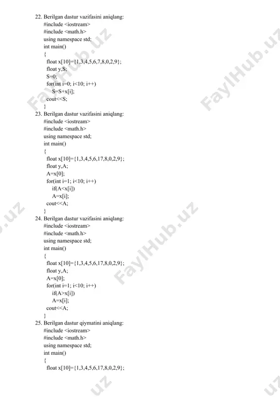 ich shart bilan berilgan. tenglamani [0,2] oraliqda taqribiy yechimi h=0,2 qadam bilan eyler usulida topilsin. ushbu misolda y4 ni aniqlang 81. yʹ=3x+y differensial tenglama y(0)=0 boshlang’ich shart bilan berilgan. tenglamani [0,2] oraliqda taqribiy yechimi h=0,2 qadam bilan runge-kutta usulida topilsin. ushbu misolda y1 ni aniqlang 82. yʹ=2x+y differensial tenglama y(0)=0 boshlang’ich shart bilan berilgan. tenglamani [0,1] oraliqda taqribiy yechimi h=0,1 qadam bilan runge-kutta usulida to'rtinchi tartibli hisoblash formulasi yordamida topilsin. ushbu misolda y1 ni aniqlang 83. f(x)=x^2 [1,3], n=5 funksiyani integralini berilgan oraliqda chap to'g'ri to'rtburchak usulida taqribiiy hisoblansin 84. f(x)=x^2 [1,3], n=5 funksiyani integralini berilgan oraliqda o’ng to'g'ri to'rtburchak usulida taqribiiy hisoblansin 85. f(x)=x^2 [1,2], n=5 funksiyani integralini berilgan oraliqda trapetsiya usulida taqribiiy hisoblansin 86. f(x)=2x^2 [1,2], n=10 funksiyani integralini berilgan oraliqda trapetsiya usulida taqribiiy hisoblansin 87. f(x)=2x^2 [3,5], n=10 funksiyani integralini berilgan oraliqda trapetsiya usulida taqribiiy hisoblansin 88. f(x)=2x^2 [3,5], n=5 funksiyani integralini berilgan oraliqda simpson usulida taqribiiy …