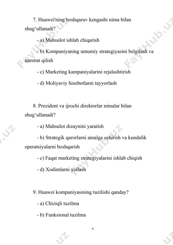 huawei kompaniyasi test savollari - Page 4
