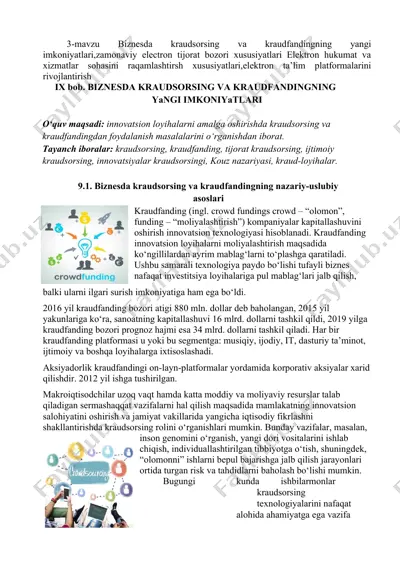 biznesda kraudsorsing va kraudfandingning yangi imkoniyatlari — DOCX