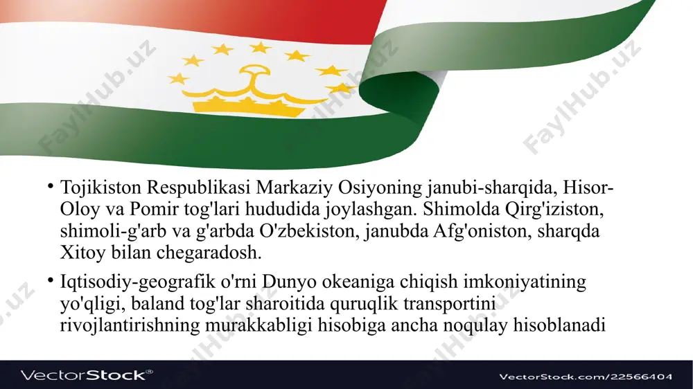 udga kel¬gan yirik to'g'onli ko'li - sarez ko'li mashhur. aholisi tojikiston aholisining soni 9,1 mln. kishiga teng (2018-y.). tojikiston markaziy osiyo davlatlari orasida aholi tabiiy o'sishining yuqori sur'atlari bilan ajralib turadi. shuningdek, tojikiston mintaqadagi shahar aholisining ulushi eng past bo'lgan davlat hisoblanadi (27 %, 2018-y.). poytaxt aholisi 800 ming kishidan ortiq. katta shaharlar toifasiga xo'jand, boxtar (sobiq qo'rg'ontepa) va ko'lob shaharlari mansub. aholisi tog'li relyef sharoitidagi dehqonchilik uchun qulay yerlarning yetish- movchiligi aholi asosiy qismining tog' oralig'idagi botiqlarda joylashuviga olib keldi. aholisining yuqori zichligi bilan mamlakat shimolidagi farg'ona vodiysi, janubi-g'arbida joylashgan hisor hamda vaxsh vodiylari alohida ajralib turadi. pomir tog'larida esa aholi daryo vodiylari va tog' yonbag'irlaridagi mayda qishloqlarda tarqoq holda joylashgan. aholisi aholisining 85 % ga yaqin qismini tojiklar tashkil qiladi. aholining milliy tarkibida ikkinchi o'rinda umumiy soni 1 mln. kishidan ortadigan o'zbeklar turadi. ular, asosan, o'zbekiston bilan chegaradosh rayonlarda istiqomat qiladi. tog'li badaxshon muxtor viloyatida tojiklar bilan birga …