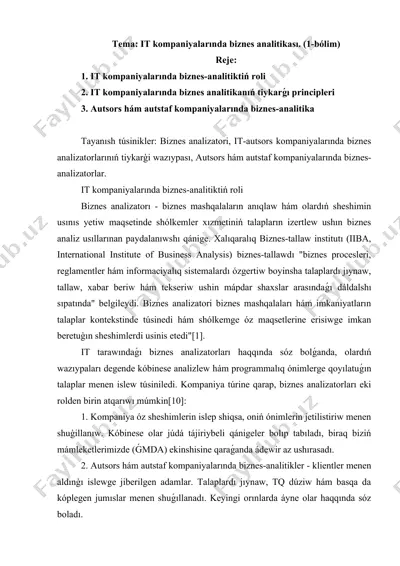 it kompaniyalarında biznes analitikası — DOCX