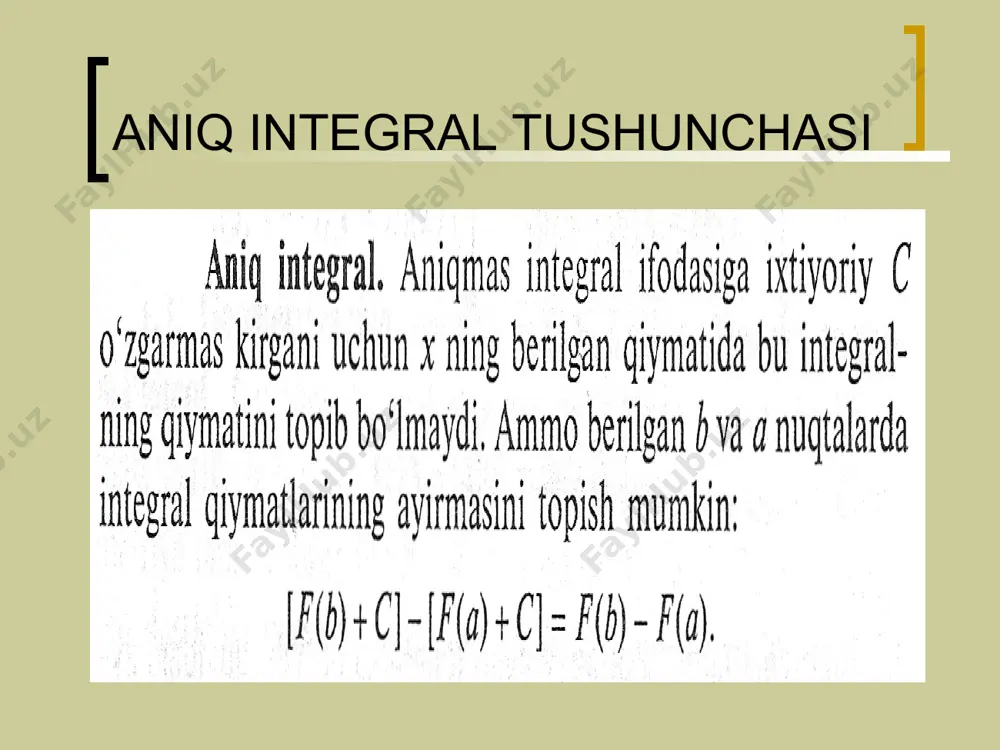 aniq integral aniq integralning xossalari. aniq integralning hisoblash xossalari va usullari - Page 3