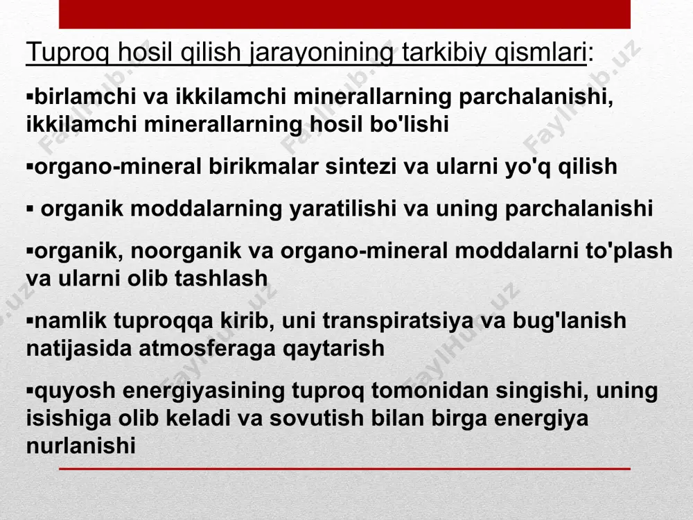 tuproq va uning tabiiy xususiyatlari mavzusida taqdimot - Page 4