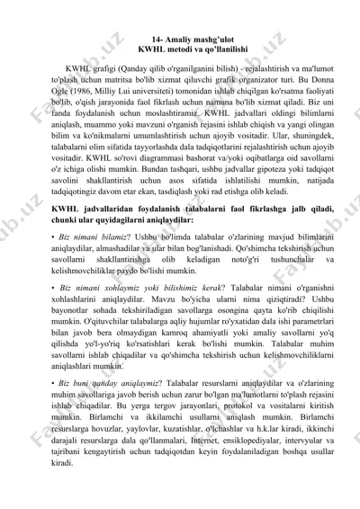 kwhl metodi va qo’llanilishi — DOCX