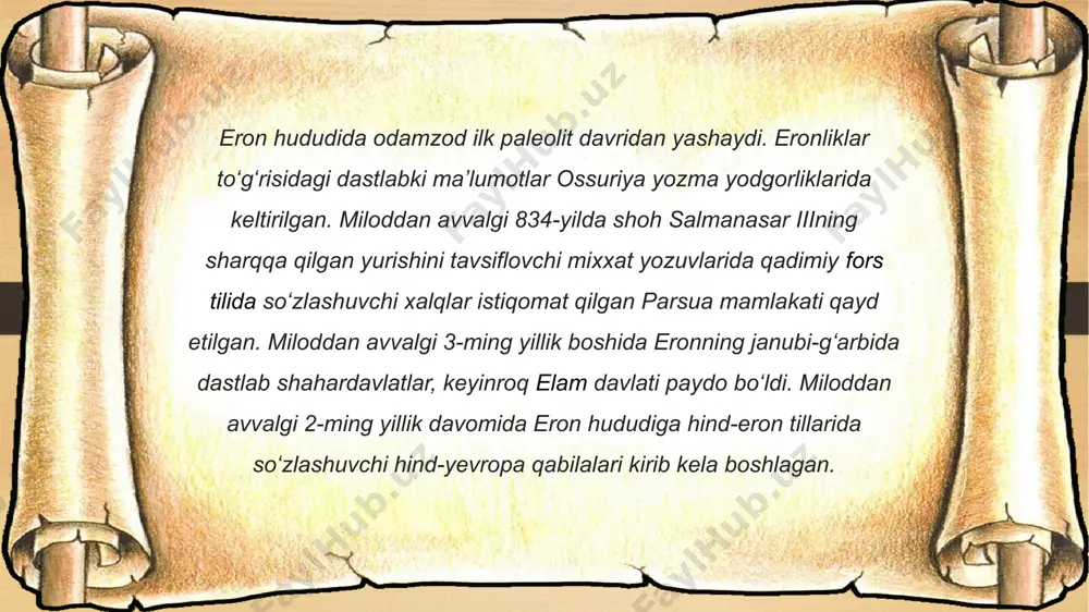 afaviylar poytaxti boʻlmish isfahonni egalladilar. afgʻon xonlarining hukmronligiga qarshi xalq harakati boshlanib ketdi. 1723-yil eronning shimoli-gʻarbiy va markaziy viloyatlariga bostirib kirgan turklar quvib chiqarildi. eron davlati nodirshoh rahbarligida juda katta imperiyaga aylandi. 1747-yil fitna natijasida shoh oʻldirildi va eron davlati parchalanib ketdi. 18-asr oxirida zand va qojar xonlari oʻrtasida uzoq davom etgan kurashdan keyin eronda qojarlar sulolasi oʻrnatildi. 18-asr oxiridan eron yevropa mamlakatlarining mustamlakachilik obʼyektiga aylandi. 19-asrdagi rossiya-eron urushlari natijasida muqaddam eron bosib olgan kavkazorti hududlari rossiyaga oʻtdi. 19-asrning 50-yillari oʻrtalarida mamlakatda ijtimoiy ziddiyatlarning kuchayishi bobiylar qoʻzgʻolonlarida oʻz aksini topdi. 19-asrning. 60-yillari — 20-asr boshlarida eron asosan, buyuk britaniya va rossiyaning yarim mustamlakasiga aylandi. 19-asr oxiridan zulm va ijtimoiy ziddiyatlarning kuchayishi 1905—11 yillardagi eron inqilobining boshlanishiga zamin yaratdi. natijada konstitutsiya eʼlon qilindi, parlament (majlis) chaqirildi. 1911-yil oxirida eron inqilobi angliya va rossiya tomonidan bostirildi. birinchi jahon urushi yillari (1914— 18)da eron urushga kirgan davlatlarning harbiy harakatlari maydoniga aylandi. 1919-yil eron …