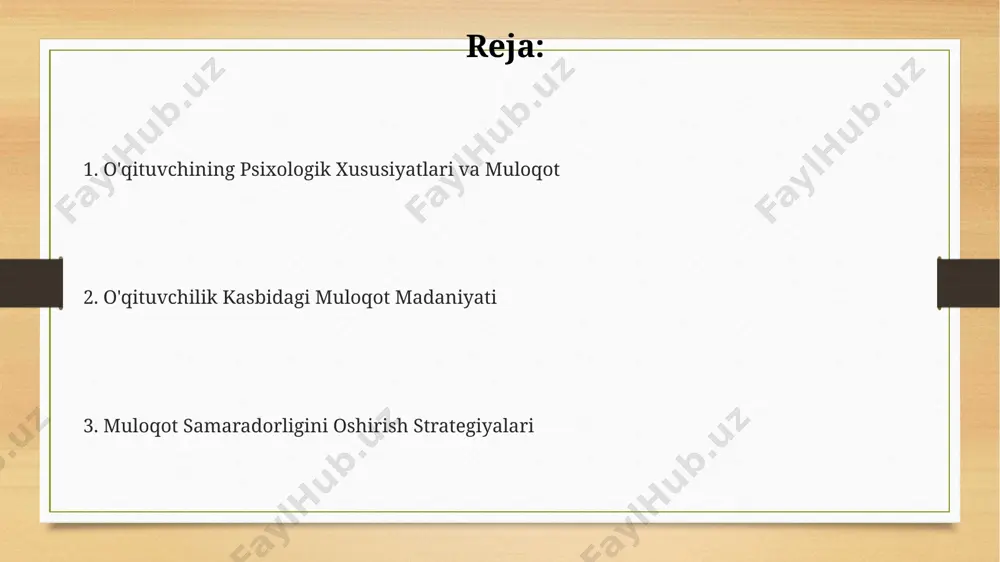 shuni ko'rsatdi. toshkentdagi o'qituvchilar orasida o'tkazilgan so'rovnoma shuni aniqladiki, 75% ular o'quvchilarning 3 dan ortiq jismoniy namoyon bo'lishini (masalan, bezovtalik, zerikish) tushunish va unga moslashishda qiynaladilar. madaniy farqlar va muloqot madaniy farqlar, masalan, 30 dan ortiq tilning qo‘llanilishi kuzatiladigan o‘zbekistonning turli hududlarida, o‘qituvchilarning o‘quvchilar bilan muloqot uslubiga sezilarli ta’sir ko‘rsatishi mumkin, bu esa 5 ta asosiy muloqot strategiyasining qo‘llanilishini o‘zgartirishi mumkin. taxminan 15 yoshgacha bo‘lgan o‘quvchilar bilan muloqotda, samarqanddagi maktablarda o‘qituvchilarning og‘zaki muloqotga, yozma topshiriqlarga nisbatan 70% ko‘proq e’tibor berishlari, bolalar psixologiyasining o‘ziga xos xususiyatlaridan kelib chiqadi. o‘zbekiston va qozog‘iston kabi markaziy osiyo davlatlarida o‘qituvchilarning muloqotida, 20% hollarda mavjud bo‘lgan kollektivizmga asoslangan muloqot uslubi individualizmga asoslangan g‘arb mamlakatlaridagi muloqot uslubidan sezilarli darajada farq qiladi, bu esa o‘zaro tushunmovchiliklarga olib kelishi mumkin. o'quvchilar bilan samarali muloqot o'quvchilarning 5 ta turli hissiy holatini aniqlash va unga moslashuvchan munosabatni shakllantirish (masalan, qo'rqinch, xursandchilik) samarqand viloyatining maktablarida o'qituvchilarning professional malakasini oshirishda muhim rol o'ynaydi. …