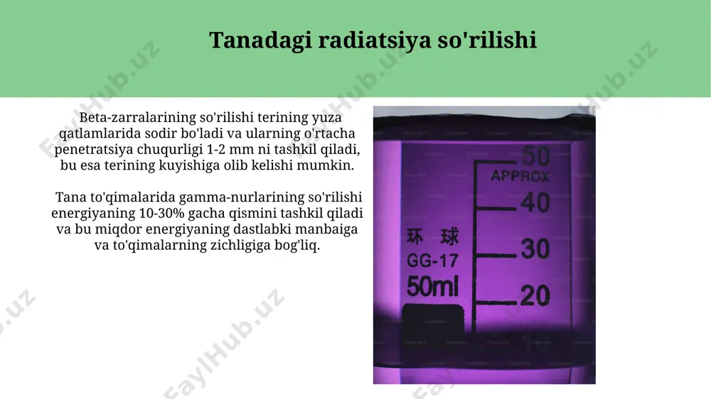 yutilgan nurlar energiyasini dozimetrik baholash - Page 5