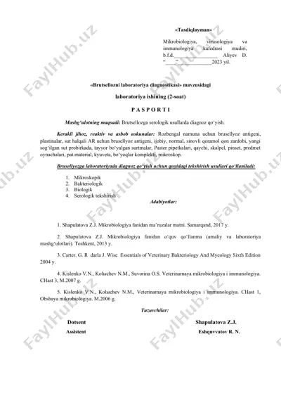 brutsellozni laboratoriya diagnostikasi — DOC