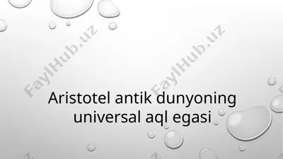 aristotel antik dunyoning universal aql egasi — PPTX