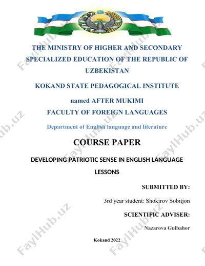 developing patriotic sense in english language lessons — DOCX