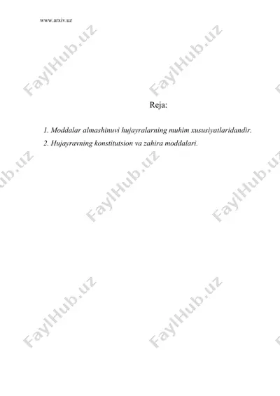 hujayralarda moddalar almashinuvi — DOC