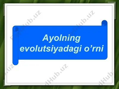 ayolning evolutsiyadagi o’rni — PPTX