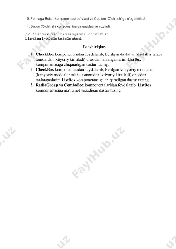 checkbox, radiogroup, combobox va listbox komponentlaridan foydalanib dastur tuzish - Page 3