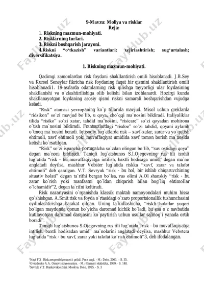 moliya va risklar — PDF