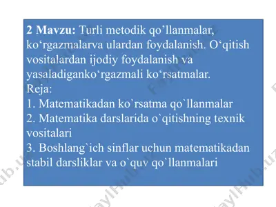 matematikadan ko`rsatma qo`llanmalar — PPTX