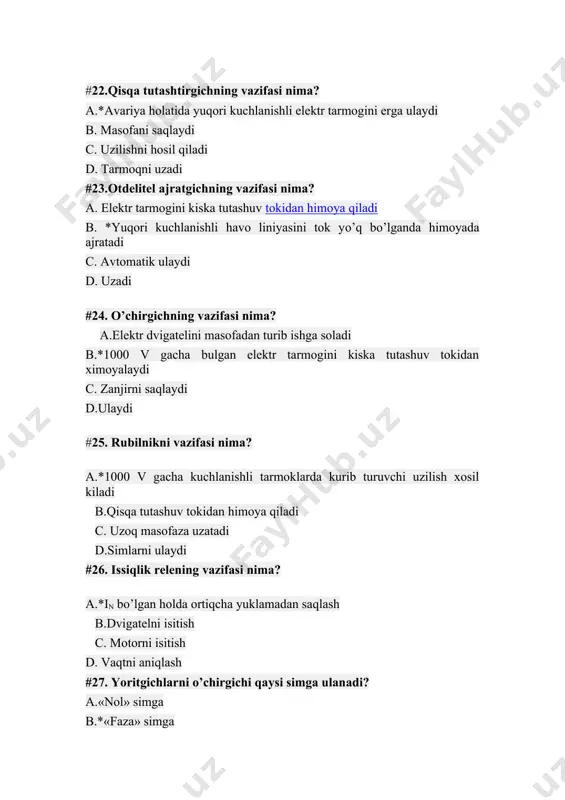 elektrotexnika va elektronika fanidan test savollari - Page 5