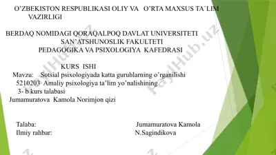 sotsial psixologiyada katta guruhlarning o’rganilishi — PPTX