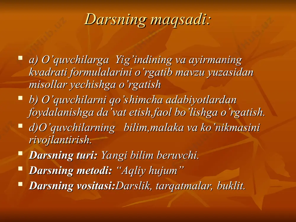 yig'indining va ayirmaning kvadrati dars ishlanma 7 sinf - Page 4