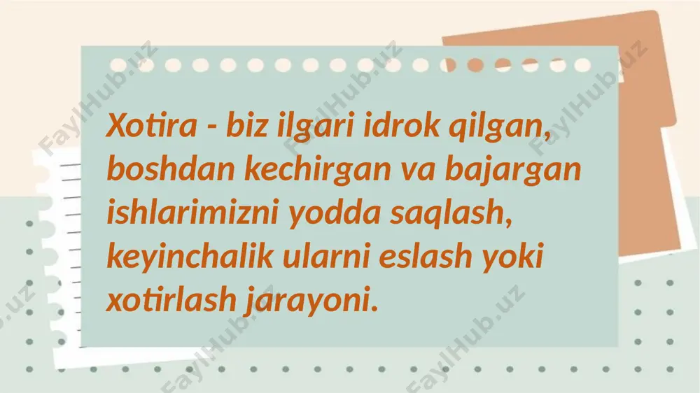 aviy uzgarishlarning izlarini mustaxkamlash, esda saklab kolish va yana kayta esga tushurish jarayonlari mexanizmlarining asosini tashkil etadi. image1.jpeg image2.jpeg image3.jpeg image4.jpeg image5.png image6.jpeg image7.jpeg image8.png image9.png image10.png /docprops/thumbnail.jpeg
