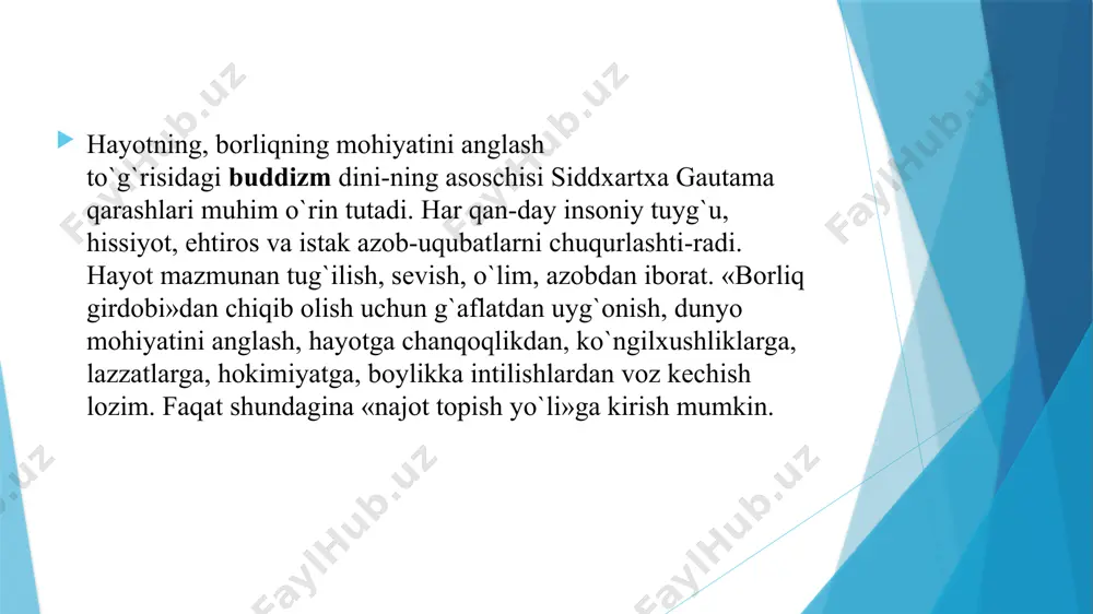 uqiy asos bilan idora etgan, dеsak, adolatdan bo`ladi, dеgan fikrlari nihoyatda o`rinlidir. zеro sohibqironning movarounnahr, xuroson va boshqa joylarda bunyod etgan inshootlari, uning o`zi va tеmuriylar sulolasi davridagi madaniyat, fan, adabiyot sohasidagi yutuqlar bunga misol bo`la oladi. hind xalqining buyuk farzandi mahatma gandi (1869-1948) o`z ma'naviyati, g`oyalari va ilg`or qarashlari bilan xx asrning buyuk shaxslaridan biriga aylangan. u mustamlakachilarga qarshi kurashning timsoli edi. u hindlar bilan musulmonlarning o`zaro do`stligini mustahkamlashga intildi. gandi din bilan siyosatni bir-biriga bog`lashga harakat qildi. unga xalq «mahatma» - «buyuk qalb» dеb nom bеrgani ham shundan bo`lsa, ajab emas. r.tagor fikriga ko`ra: «gandi muvaffaqiyatining siri uning jo`shqin ma'naviy kuchida va bеhad darajada o`z manfaatlaridan voz kеchishidadir. u o`zining olihimmatliligi bilan noyobdir. gandi hayotining o`zi fidoyilik timsolidir». milliy davlatchilik g`oyasi va uning xalqlar taraqqiyotiga ijobiy ta'sirini mustaqil o`zbеkiston misolida ham yaqqol ko`rish mumkin. o`zbеkistonning xalqaro hamkorlik, mintaqaviy tinchlik, millatlararo totuvlik borasida olib borayotgan siyosati barqarorlik hukm surishiga …